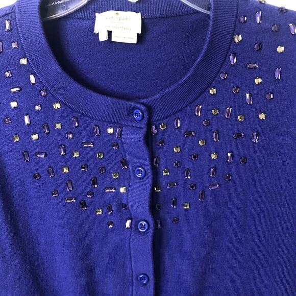 Kate Spade New York Purple Embellished Cashmere Blend Cardigan Sweater Size S/M - Picture 2 of 6